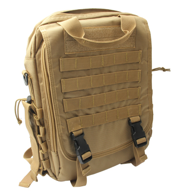 14 inch Tactical Cool Portable Dual Layered Leisure Laptop Notebook Bag with Shoulder Strap (Yellowish Brown) - Click Image to Close